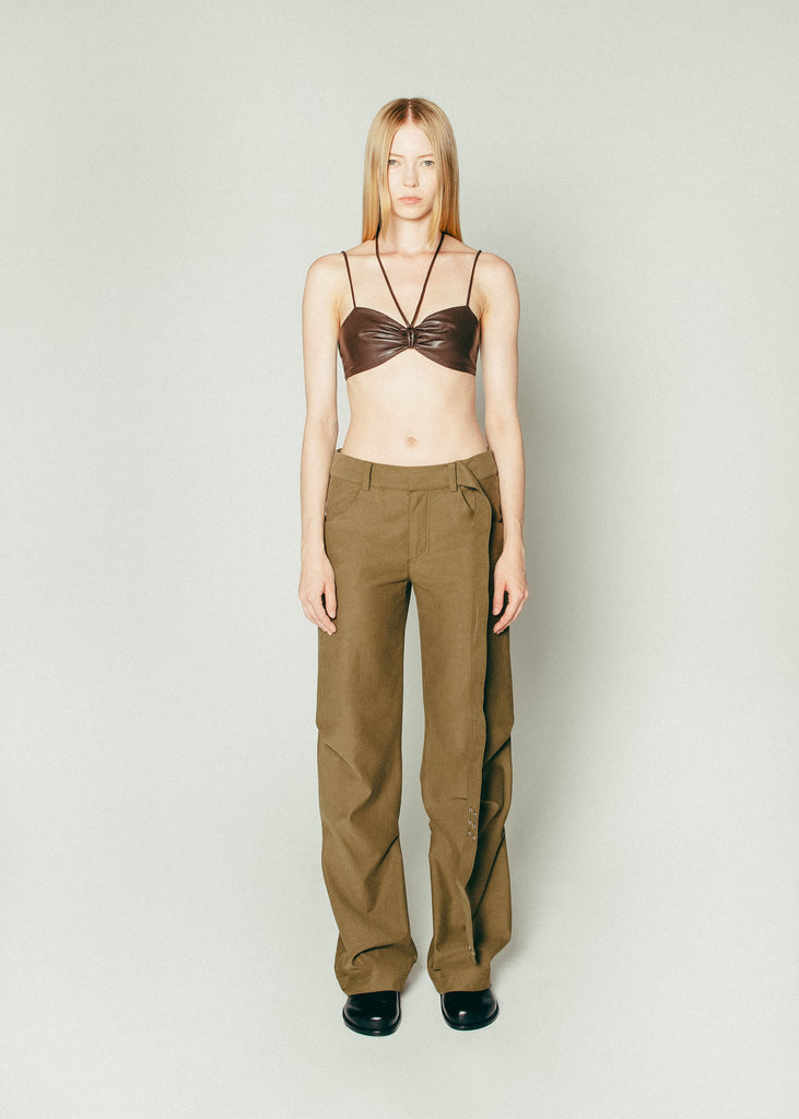 Calf-Tie Trousers in Olive | MICHMIKA