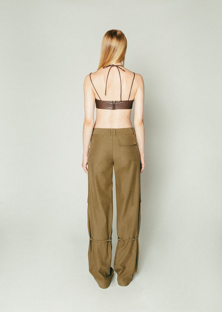 Calf-Tie Trousers in Olive | MICHMIKA