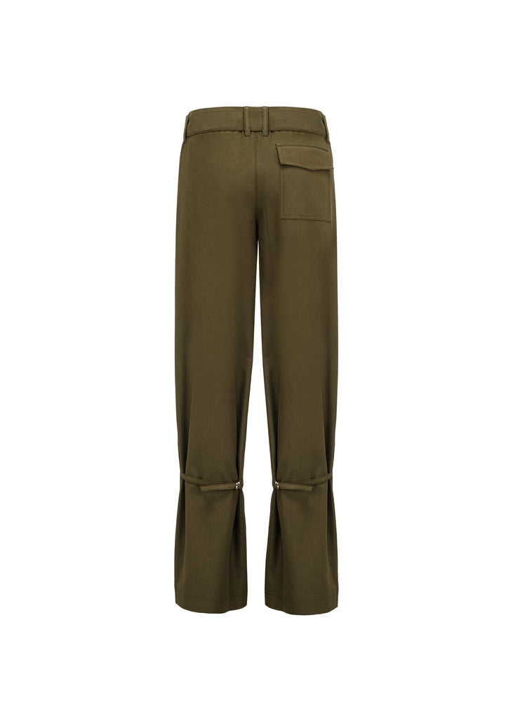 Calf-Tie Trousers in Olive | MICHMIKA