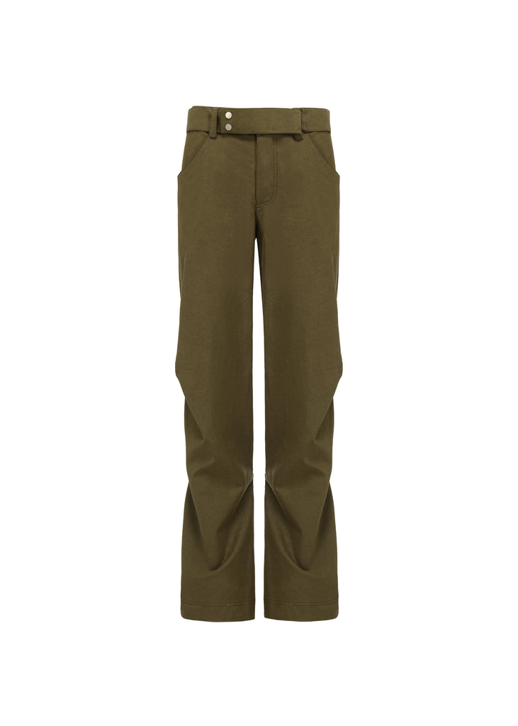 Calf-Tie Trousers in Olive | MICHMIKA