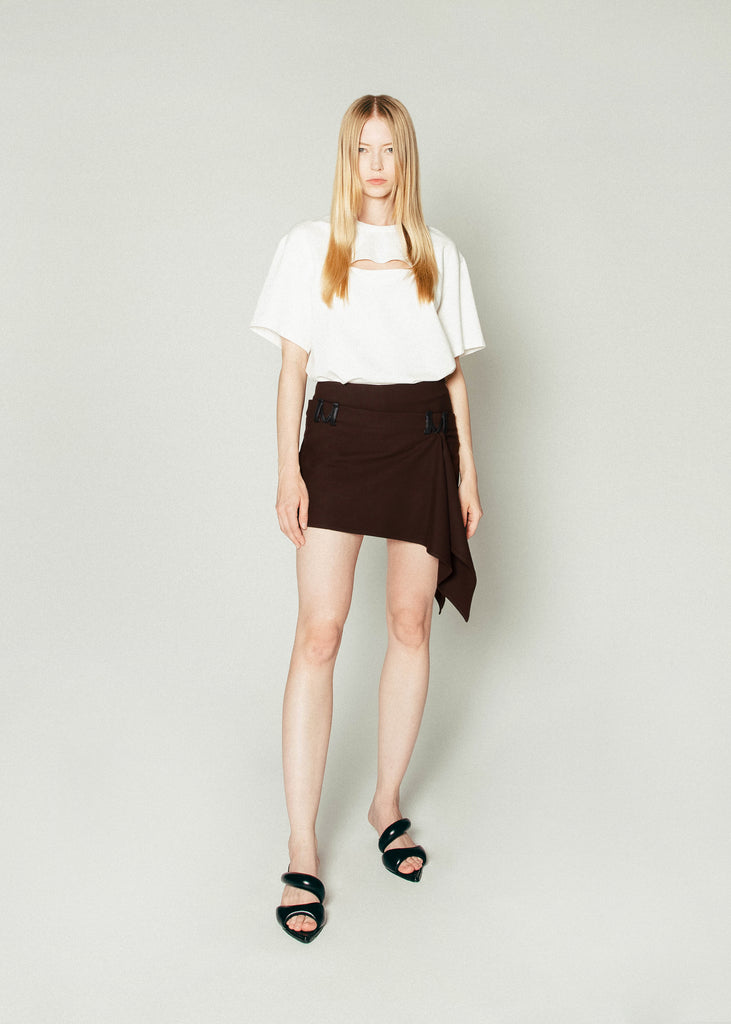 Double-M Mini Skirt in Dark Brown | MICHMIKA