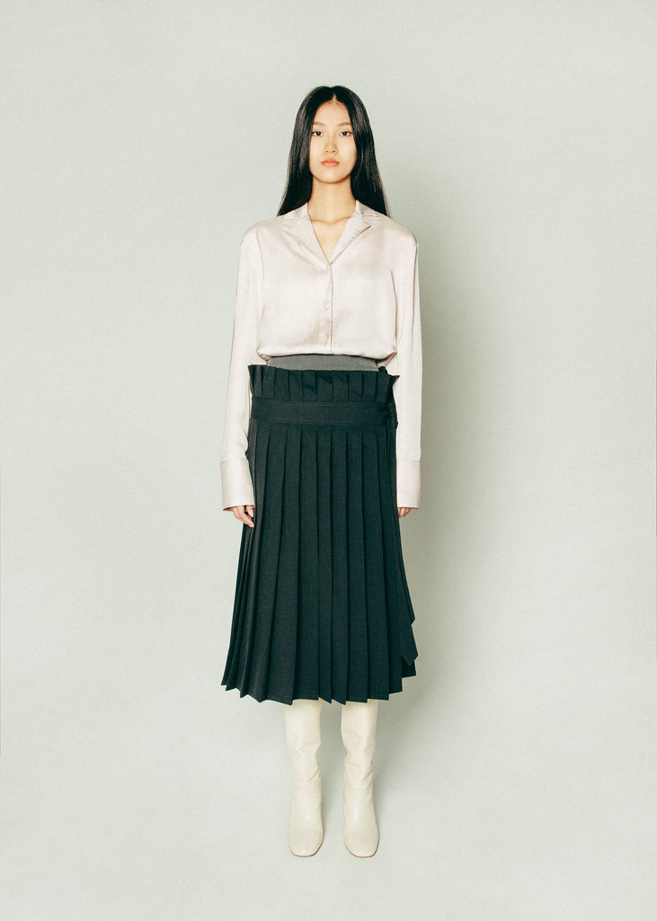 Pleated Double Skirt in Gray | MICHMIKA