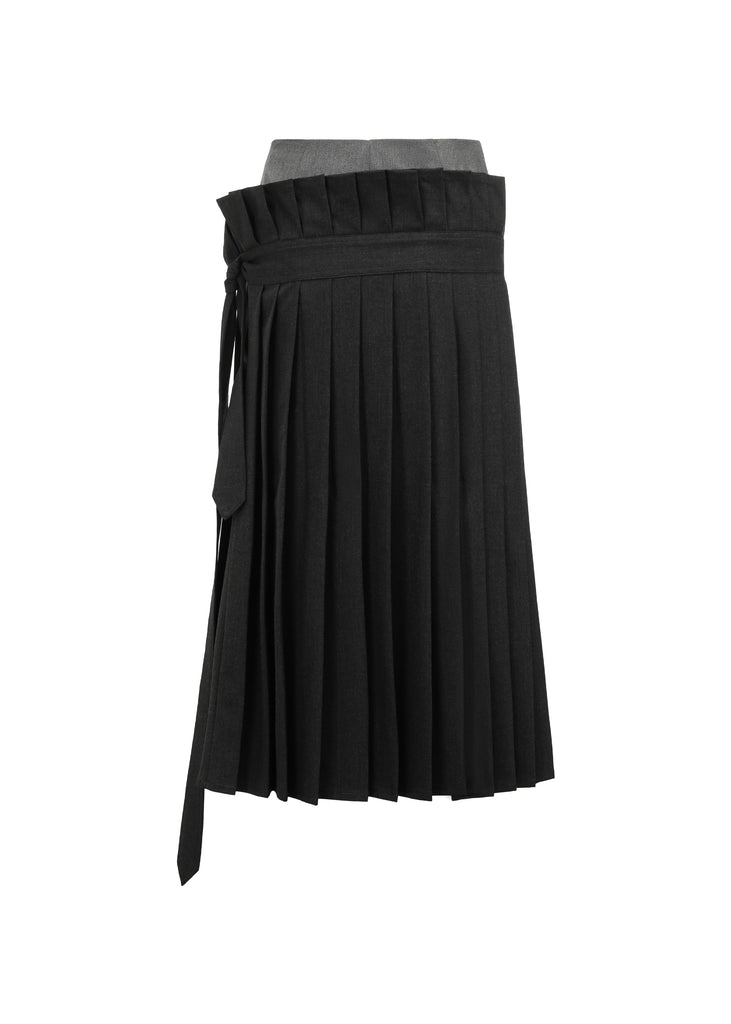 Pleated Double Skirt in Gray | MICHMIKA