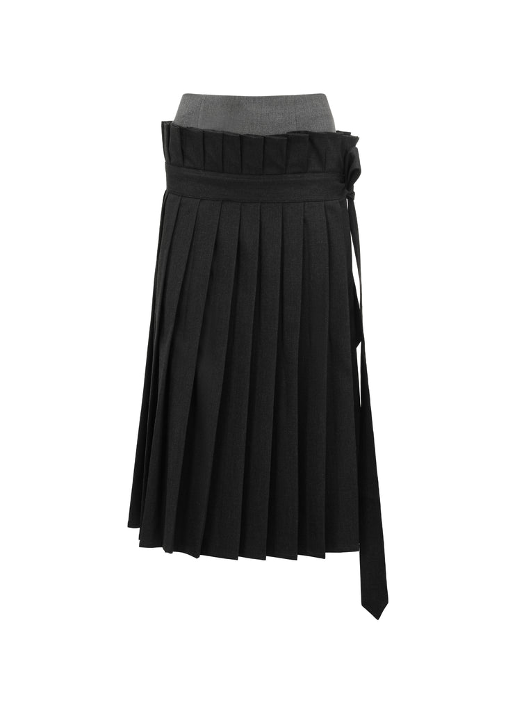 Pleated Double Skirt in Gray | MICHMIKA