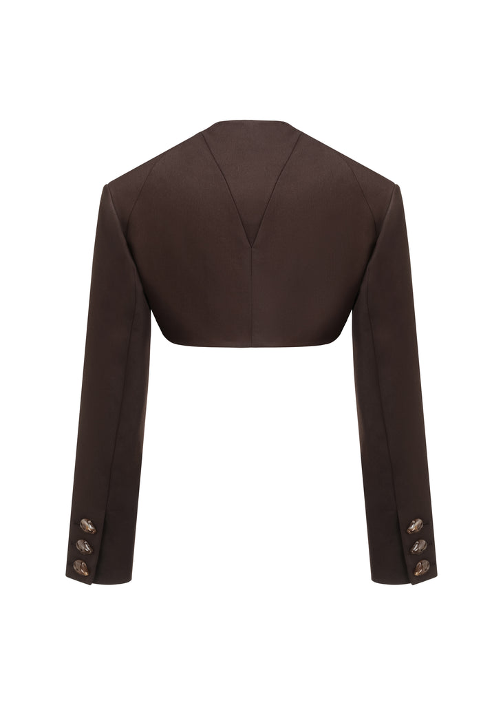 Super Cropped Jacket in Dark Brown | MICHMIKA