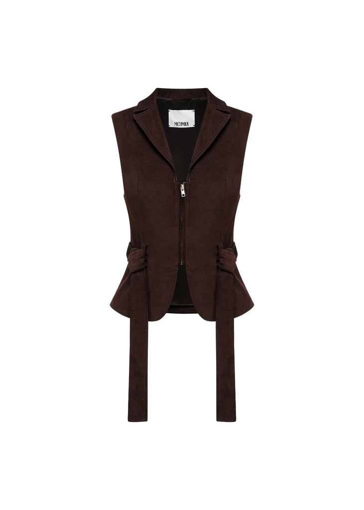 Waistcoat Jacket in Dark Brown | MICHMIKA
