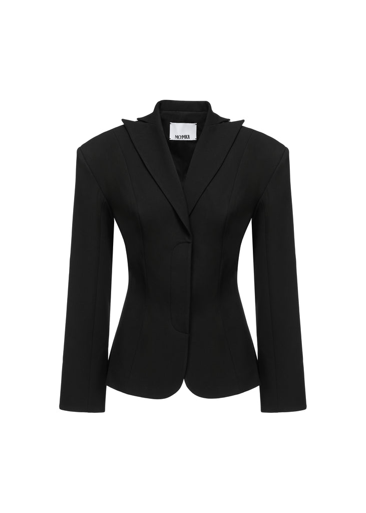 High-Peaked Blazer in Black | MICHMIKA