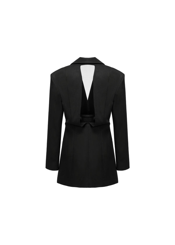 Mesh-Back Blazer in Black | MICHMIKA