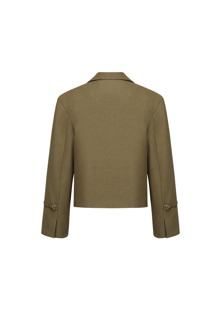 Drop Shoulder Jacket in Olive | MICHMIKA