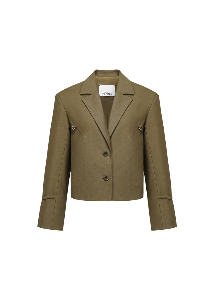 Drop Shoulder Jacket in Olive | MICHMIKA
