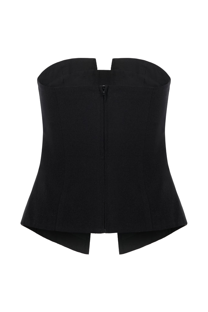 Ruched Bustier Top in Black 