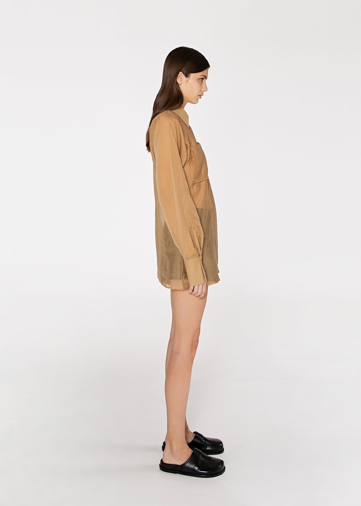 Dolman Sleeve Patch Pocket Shirt in Sepia
