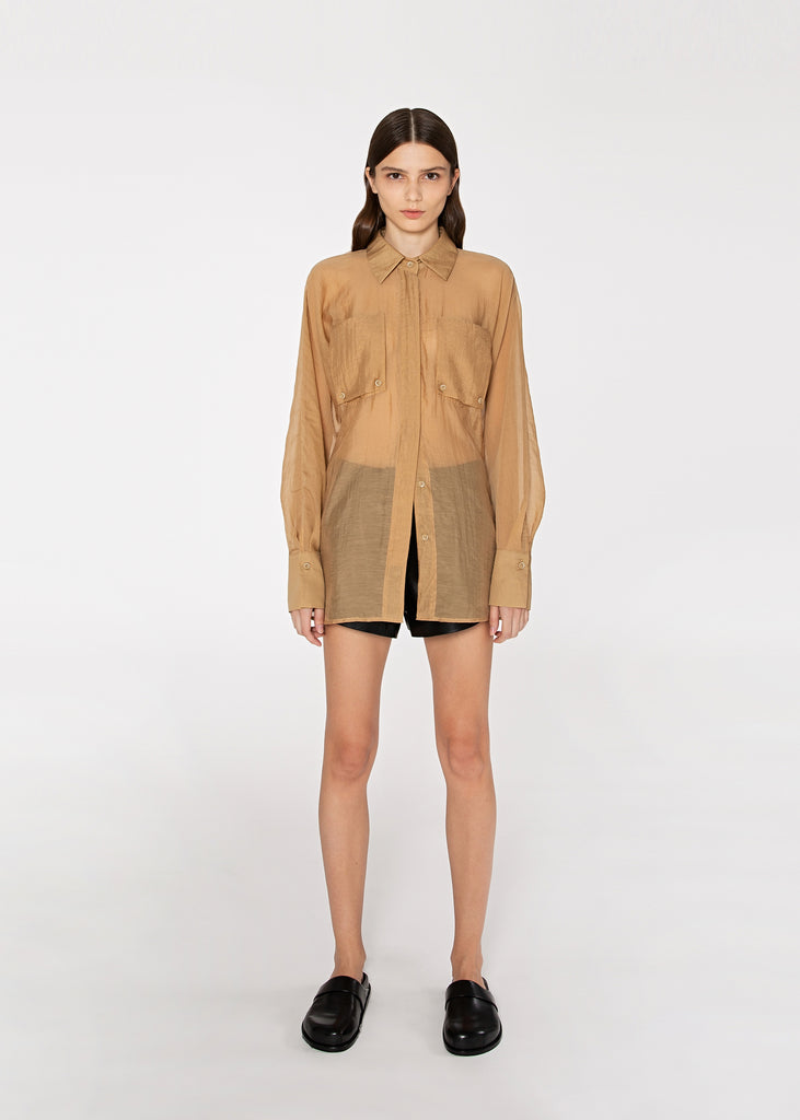 Dolman Sleeve Patch Pocket Shirt in Sepia
