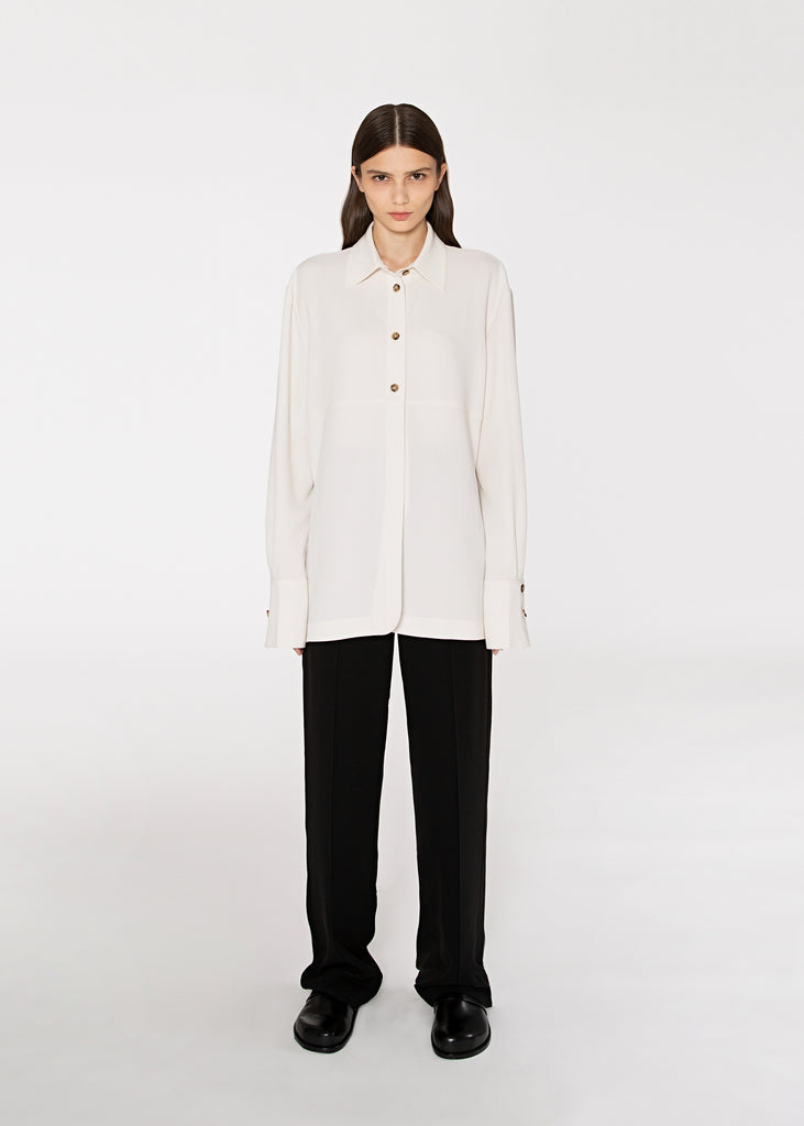 Half Buttoned Paneled Shirt in Off-white 