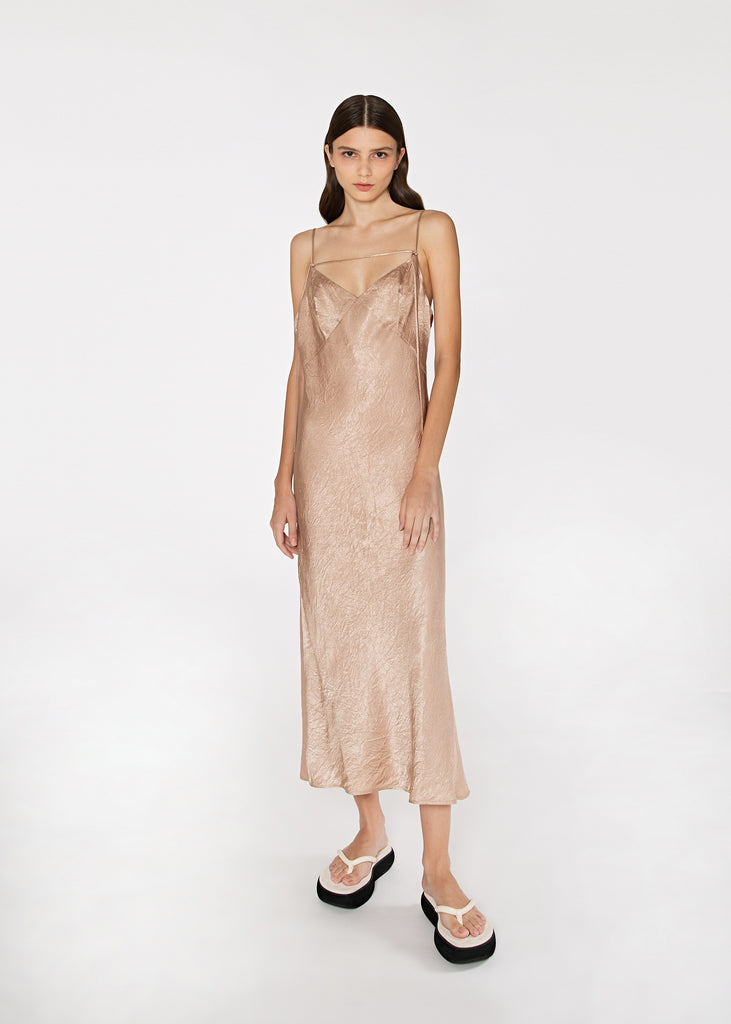 V-neck Slip Dress in Champagne 