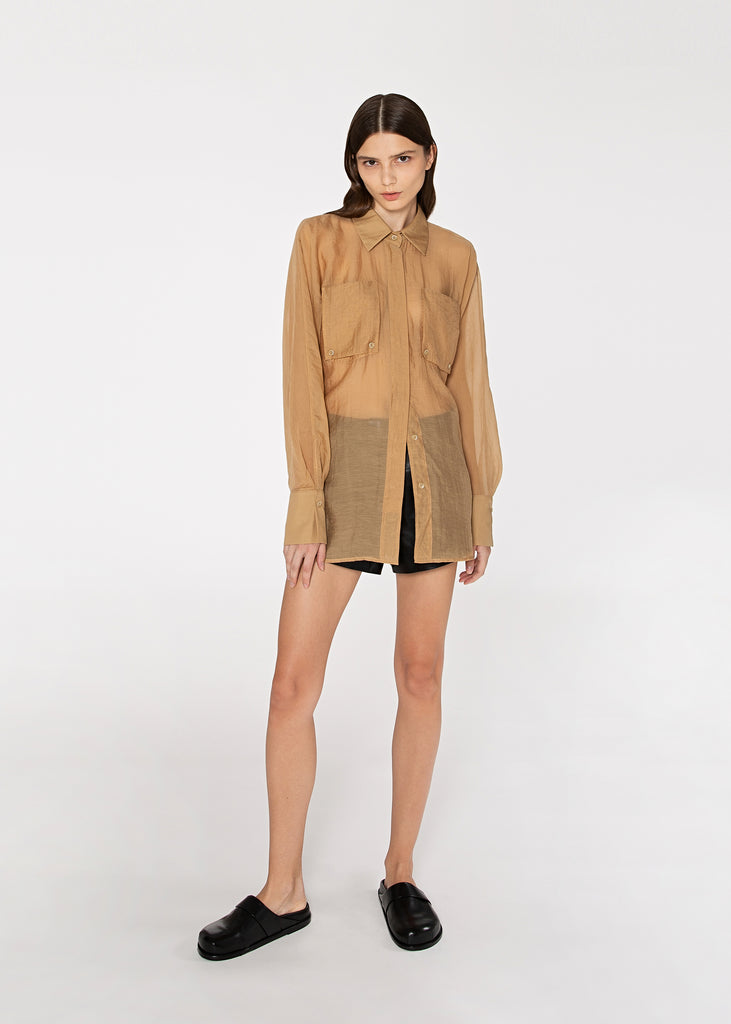 Dolman Sleeve Patch Pocket Shirt in Sepia